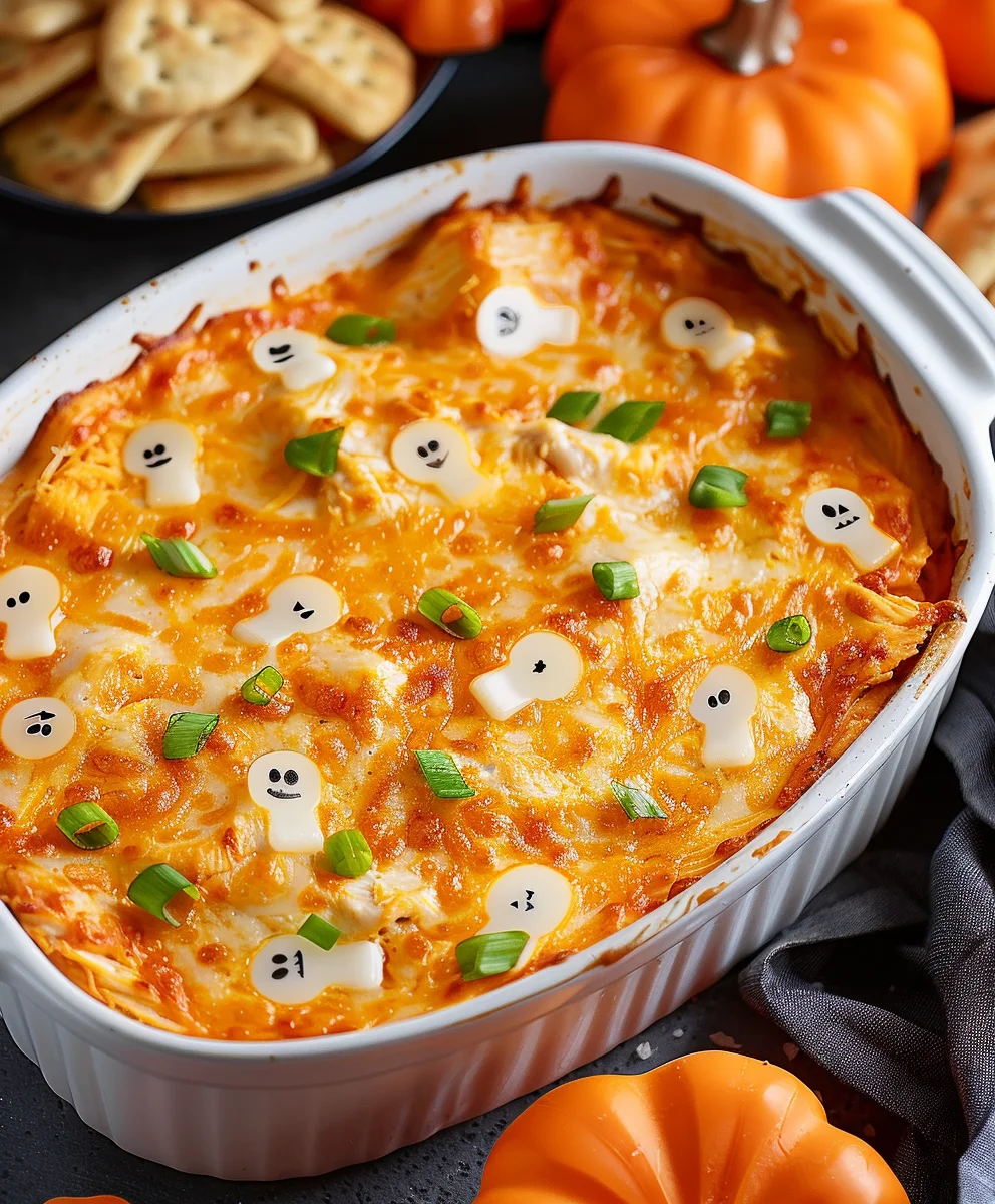 Spooky Halloween Buffalo Chicken Dip Recipe - Perfect Party Food!