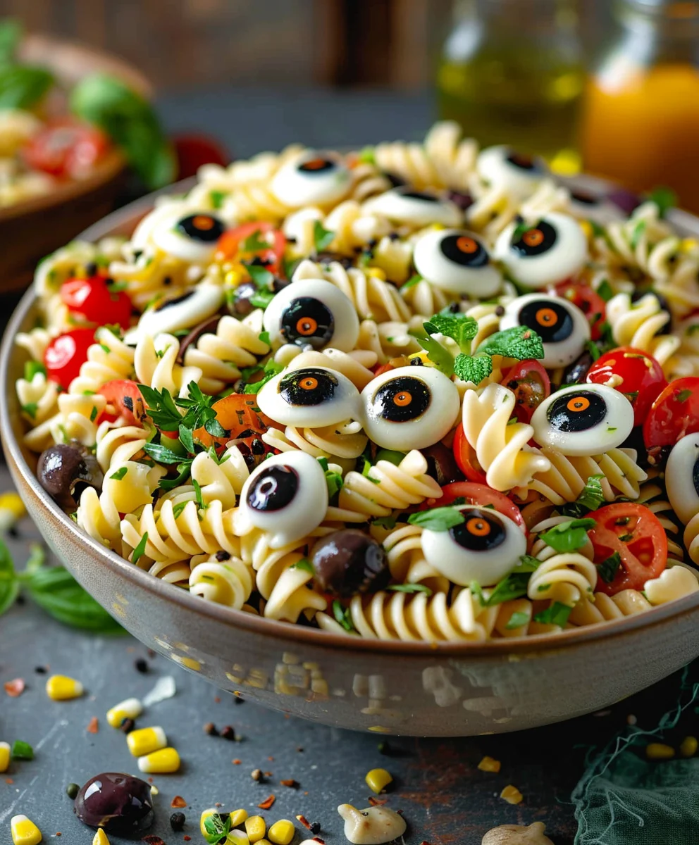 Creepy Eyeball Pasta Salad: Mozzarella Fun & Spooky Twist