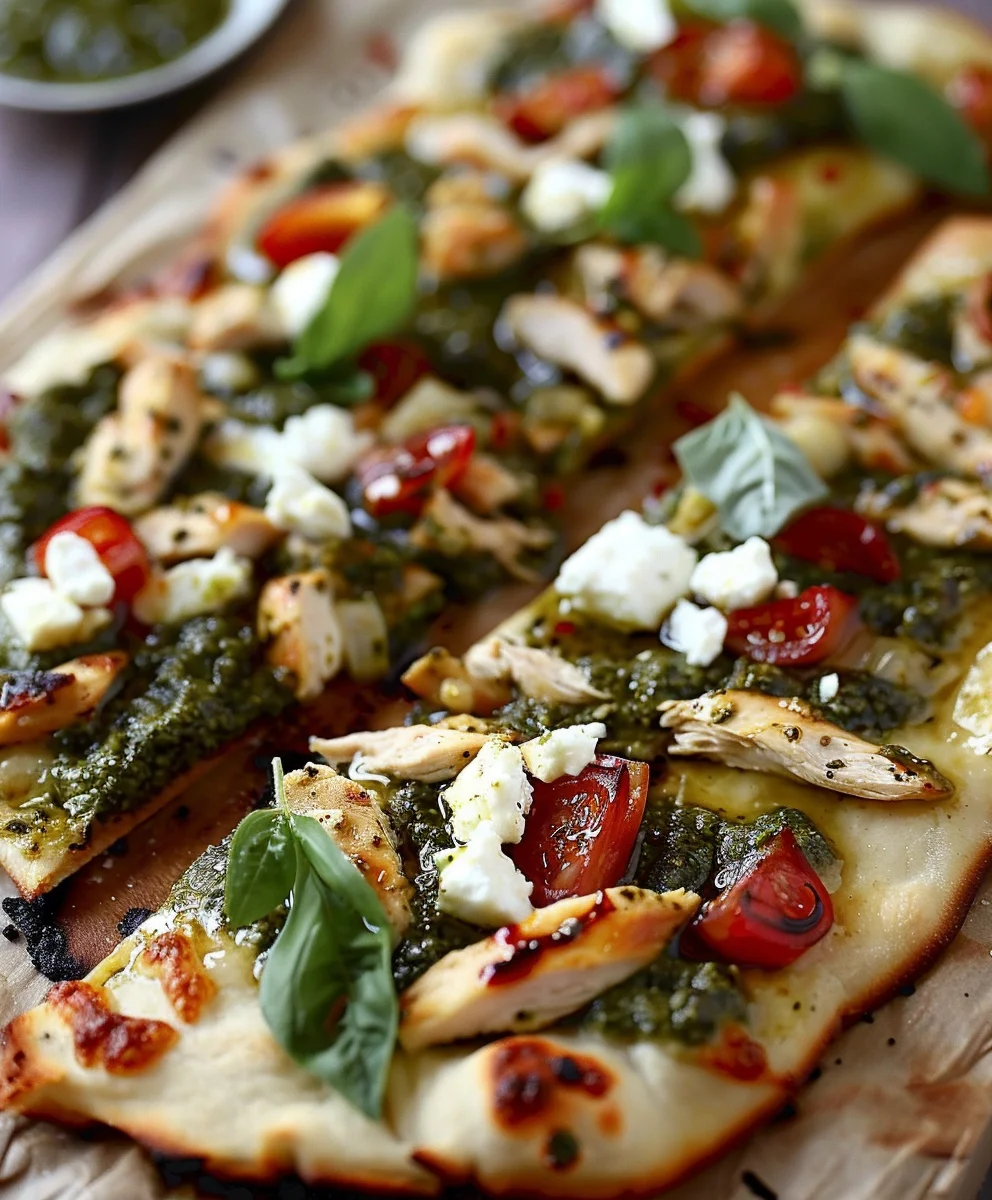 Quick & Easy Pesto Chicken Flatbread Recipe You'll Love