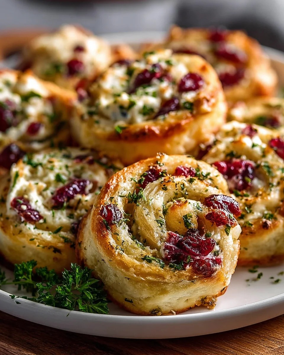 Savory Cranberry Cream Cheese Pinwheels with Feta Herbs