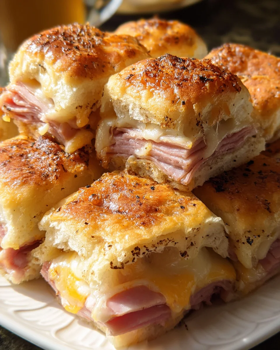 Baked Beef Ham & Cheese Sliders - Easy Party Appetizer