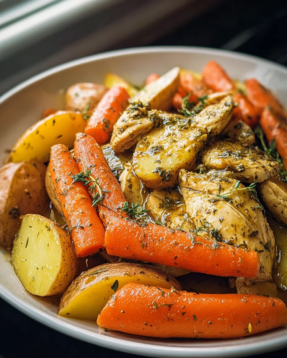 Delicious Slow Cooker Garlic Butter Chicken & Veggies