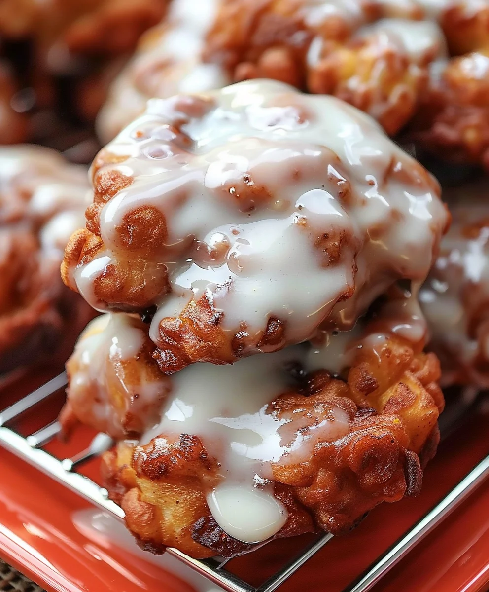 Perfect Soft Cinnamon Apple Fritters & Vanilla Glaze Recipe