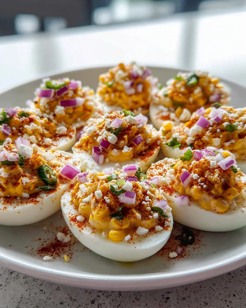 Elote Deviled Eggs with Chipotle Mayo - A Flavorful Twist!