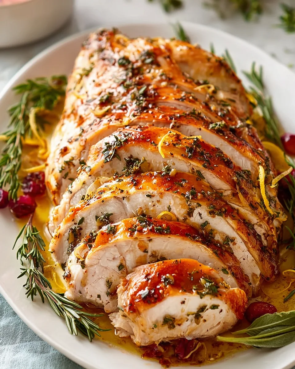 Juicy Roasted Turkey Breast with Garlic Herb Butter