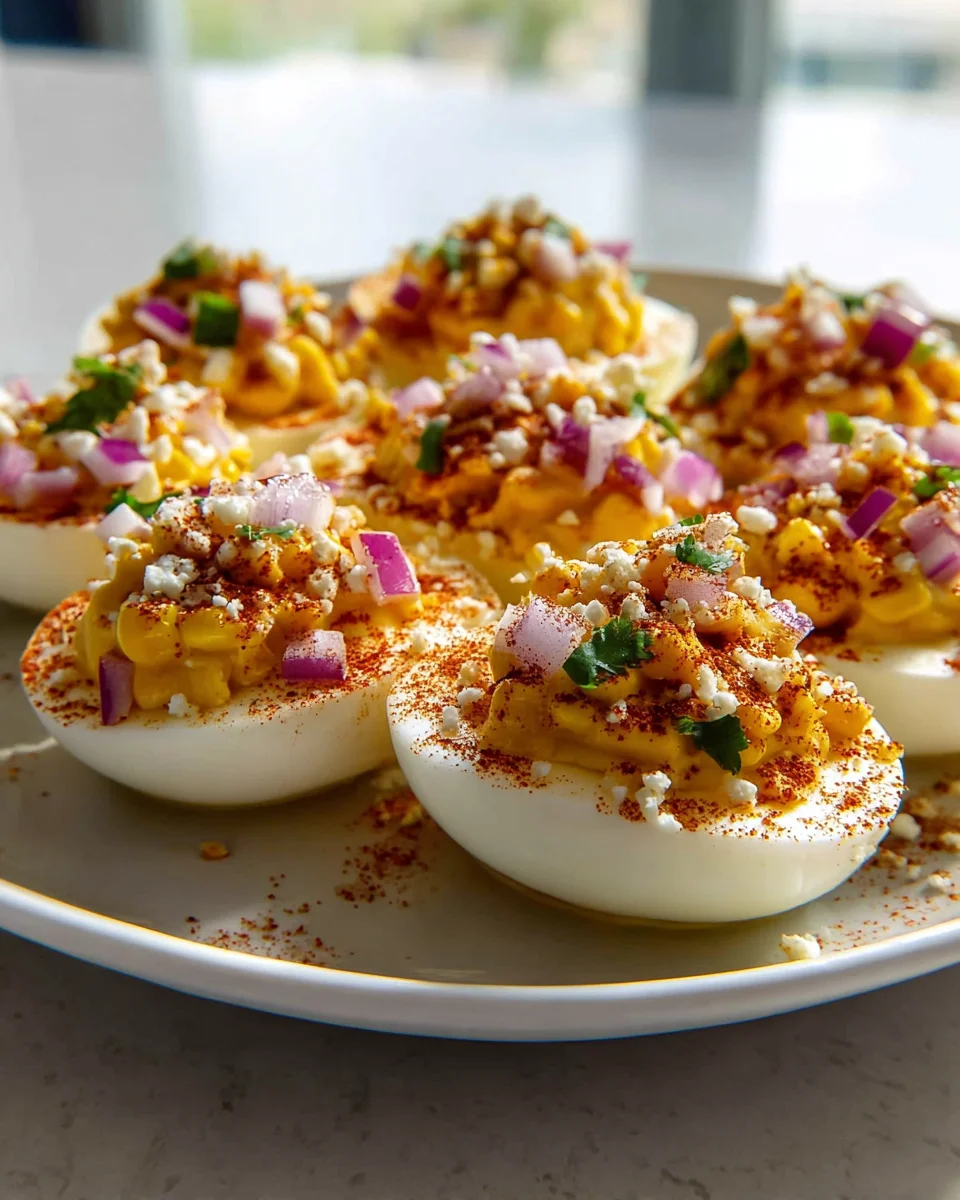 Elote Deviled Eggs with Chipotle Mayo - A Flavorful Twist!