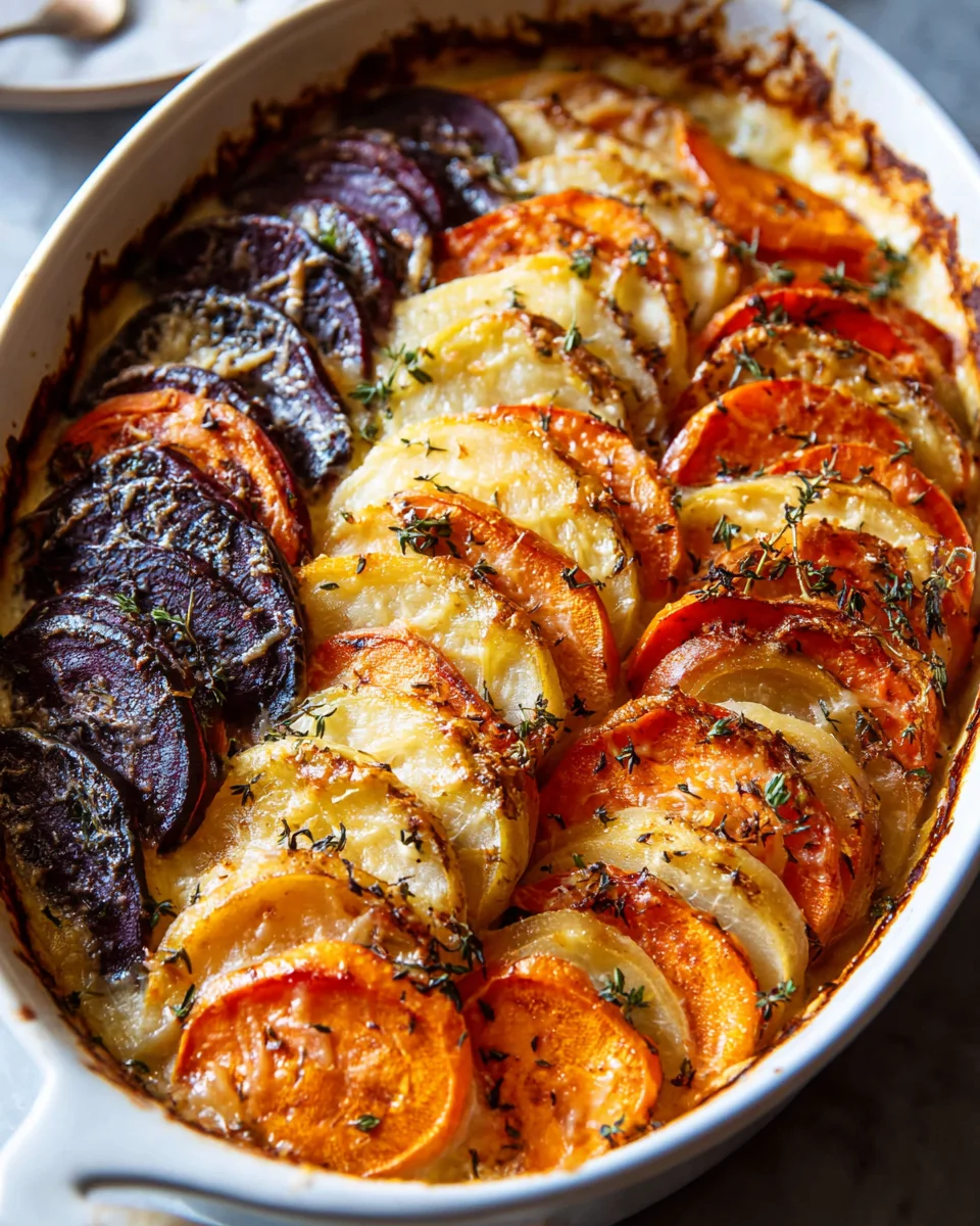 Cheesy Root Vegetable Gratin