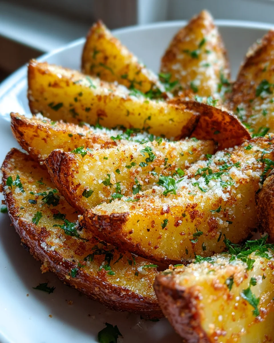 Crispy Baked Garlic Parmesan Potato Wedges Recipe Delights!