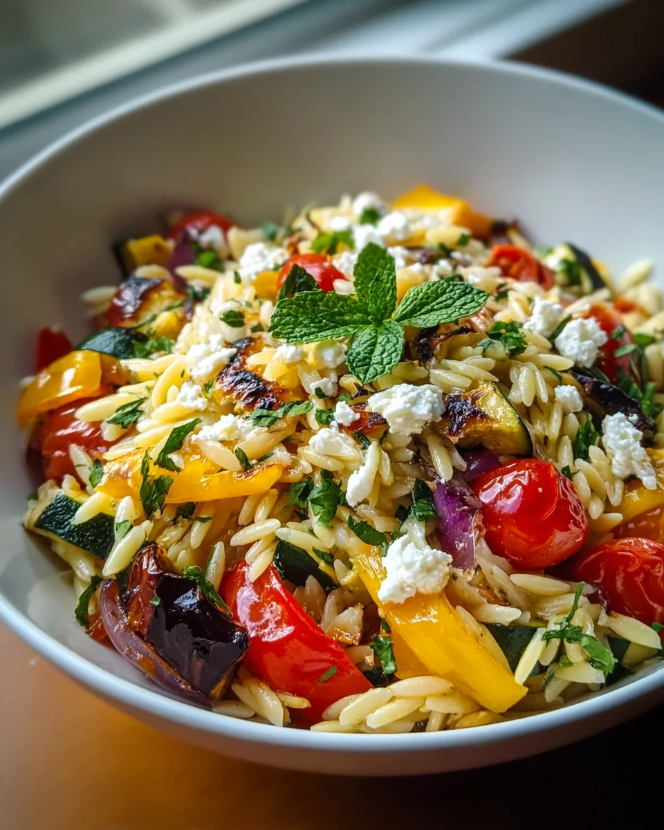 Delicious Orzo Salad with Roasted Veggies & Feta Recipe
