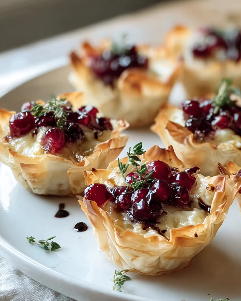 Festive Cranberry Brie Thyme Phyllo Cups - Sweet & Savory