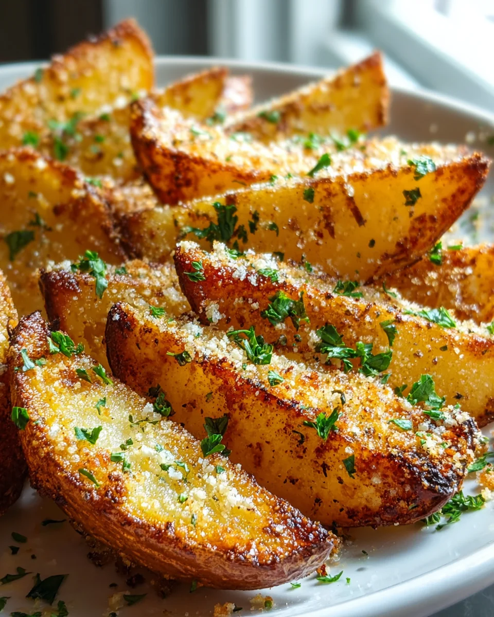 Crispy Baked Garlic Parmesan Potato Wedges Recipe Delights!