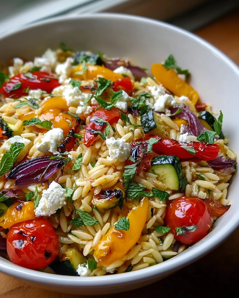 Delicious Orzo Salad with Roasted Veggies & Feta Recipe