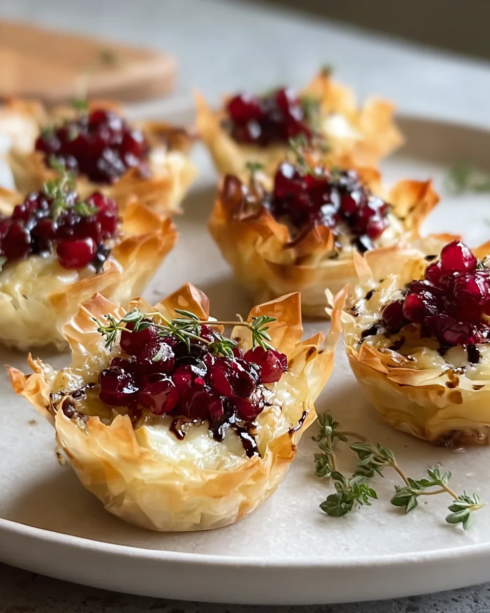 Festive Cranberry Brie Thyme Phyllo Cups - Sweet & Savory