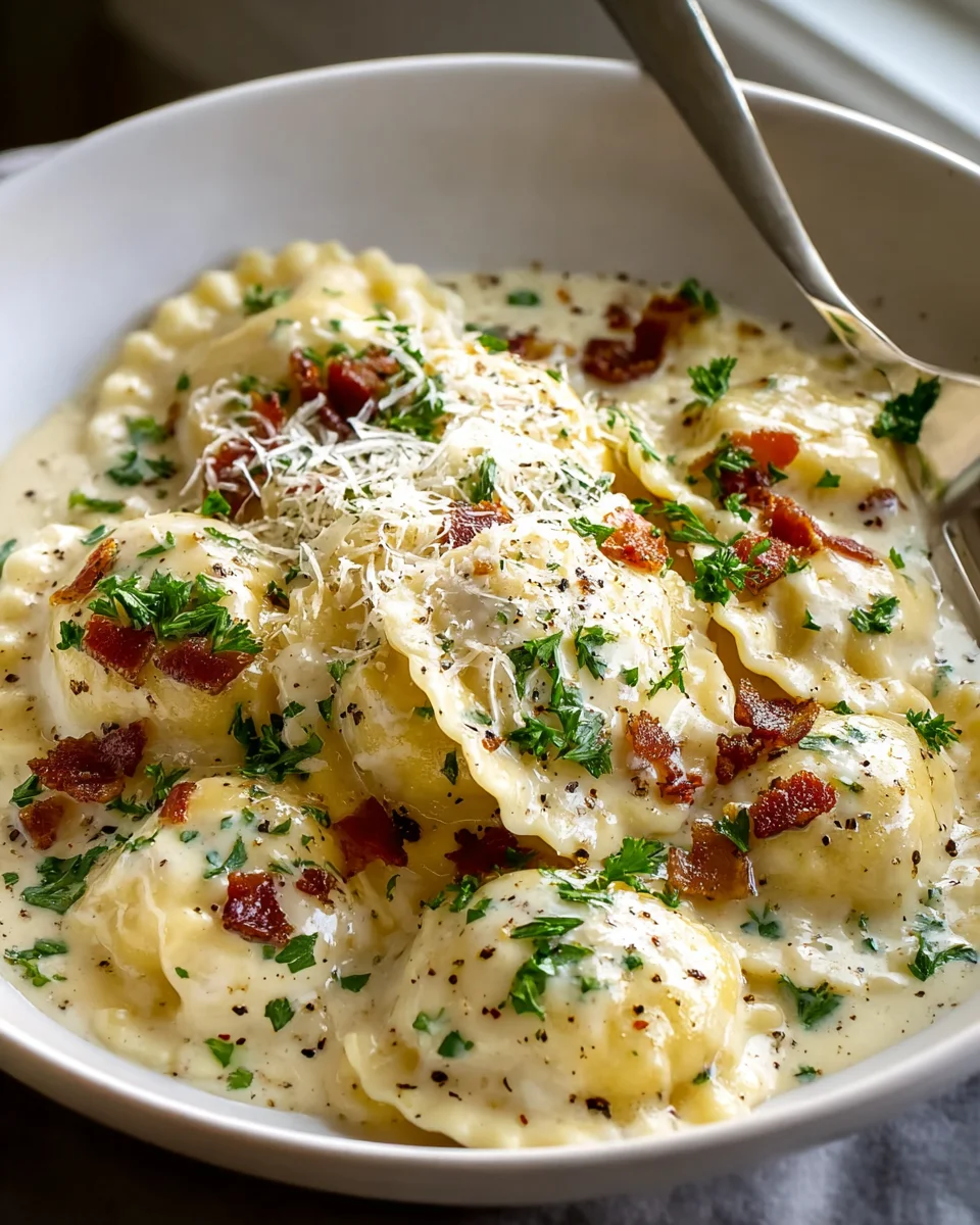 Craveable Olive Garden Ravioli Carbonara (Beef) Recipe