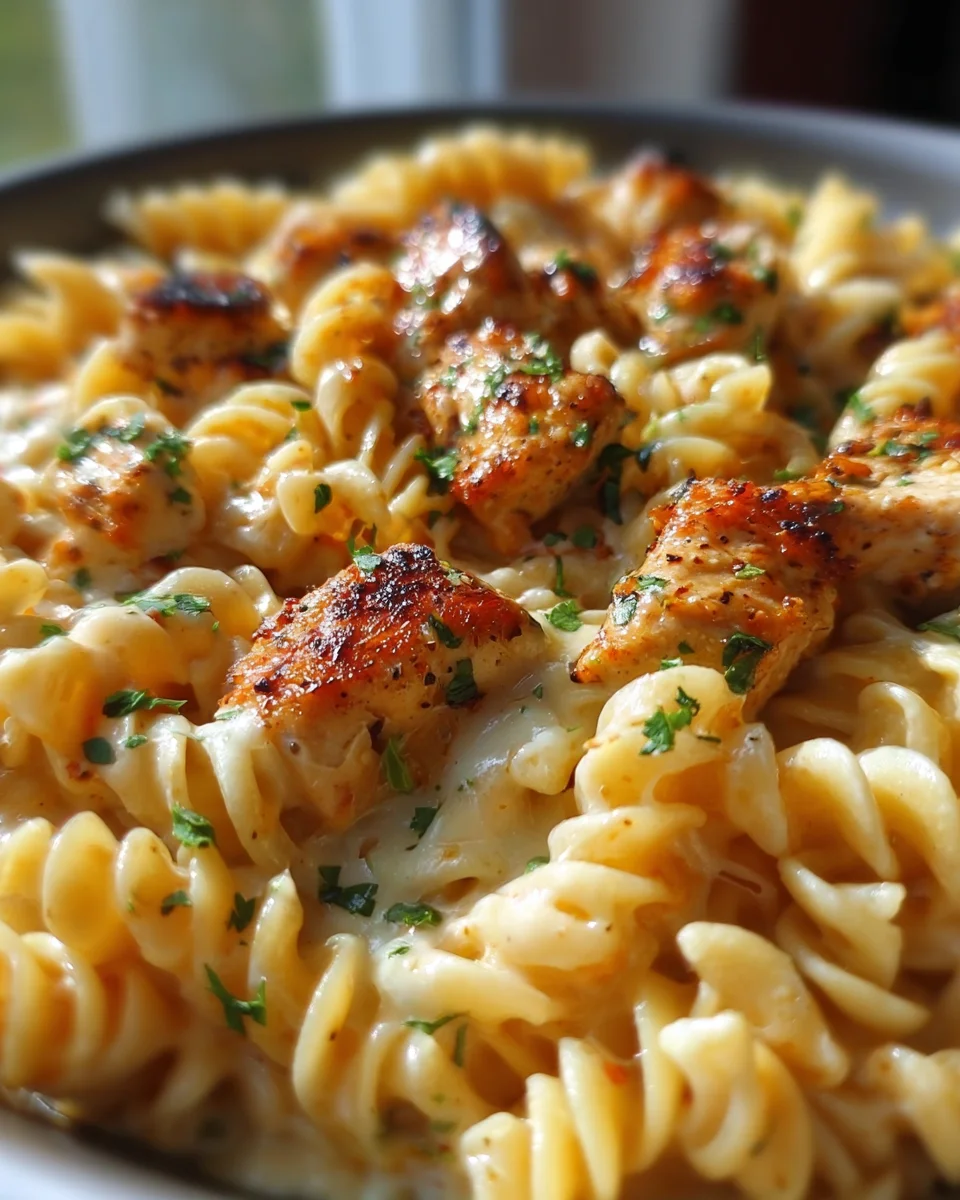 Cheesy Cajun Garlic Chicken Rotini Skillet Recipe
