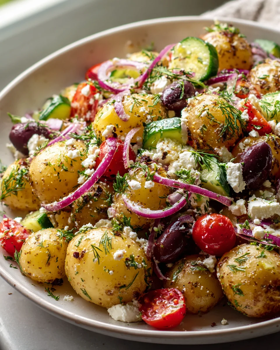 Delicious Greek Potato Salad Recipe with Fresh Ingredients