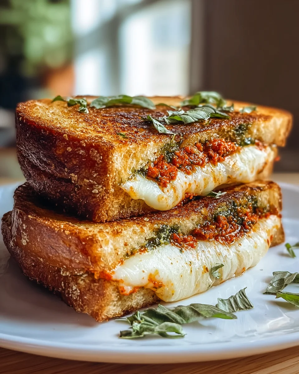 Sun Dried Tomato Pesto Grilled Cheese: Cheesy Perfection!