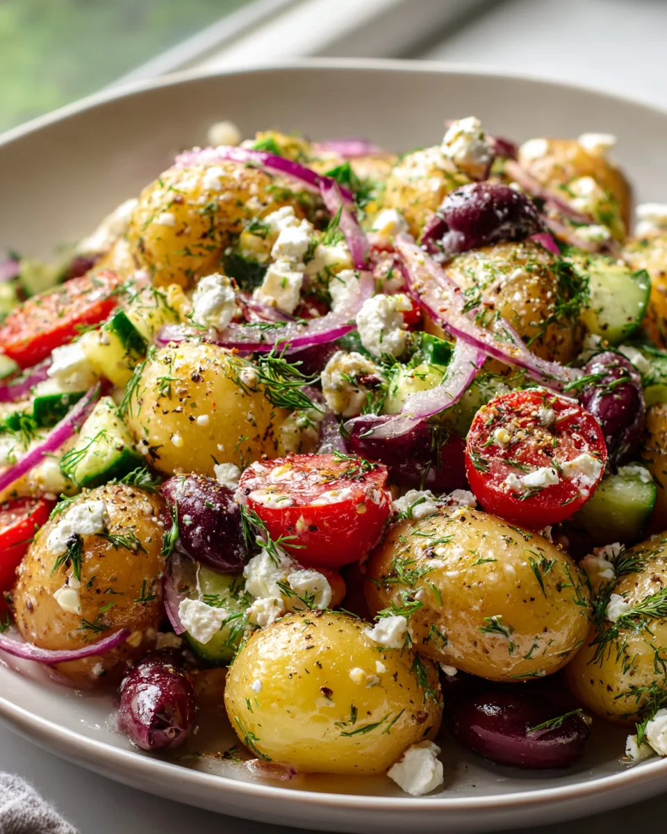 Delicious Greek Potato Salad Recipe with Fresh Ingredients