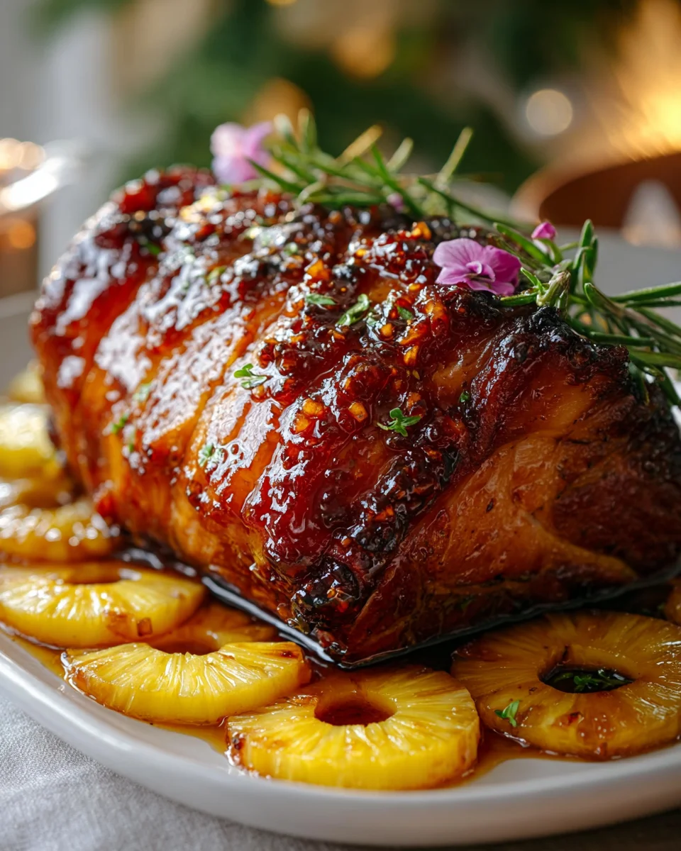 Glazed Beef Leg with Pineapple and Honey Delight