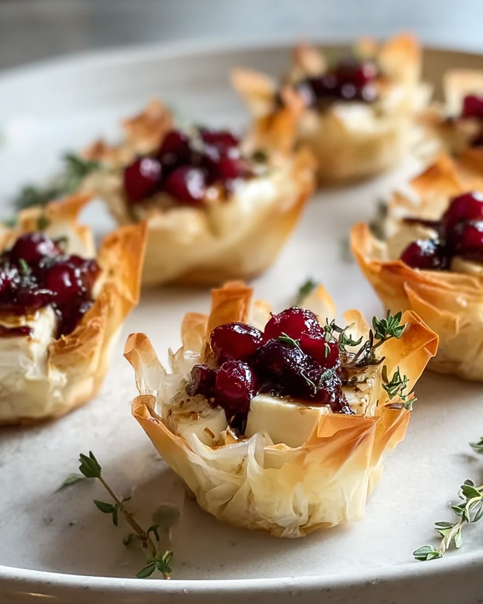 Cranberry Brie Thyme Phyllo Cups: Festive Sweet & Savory Treats