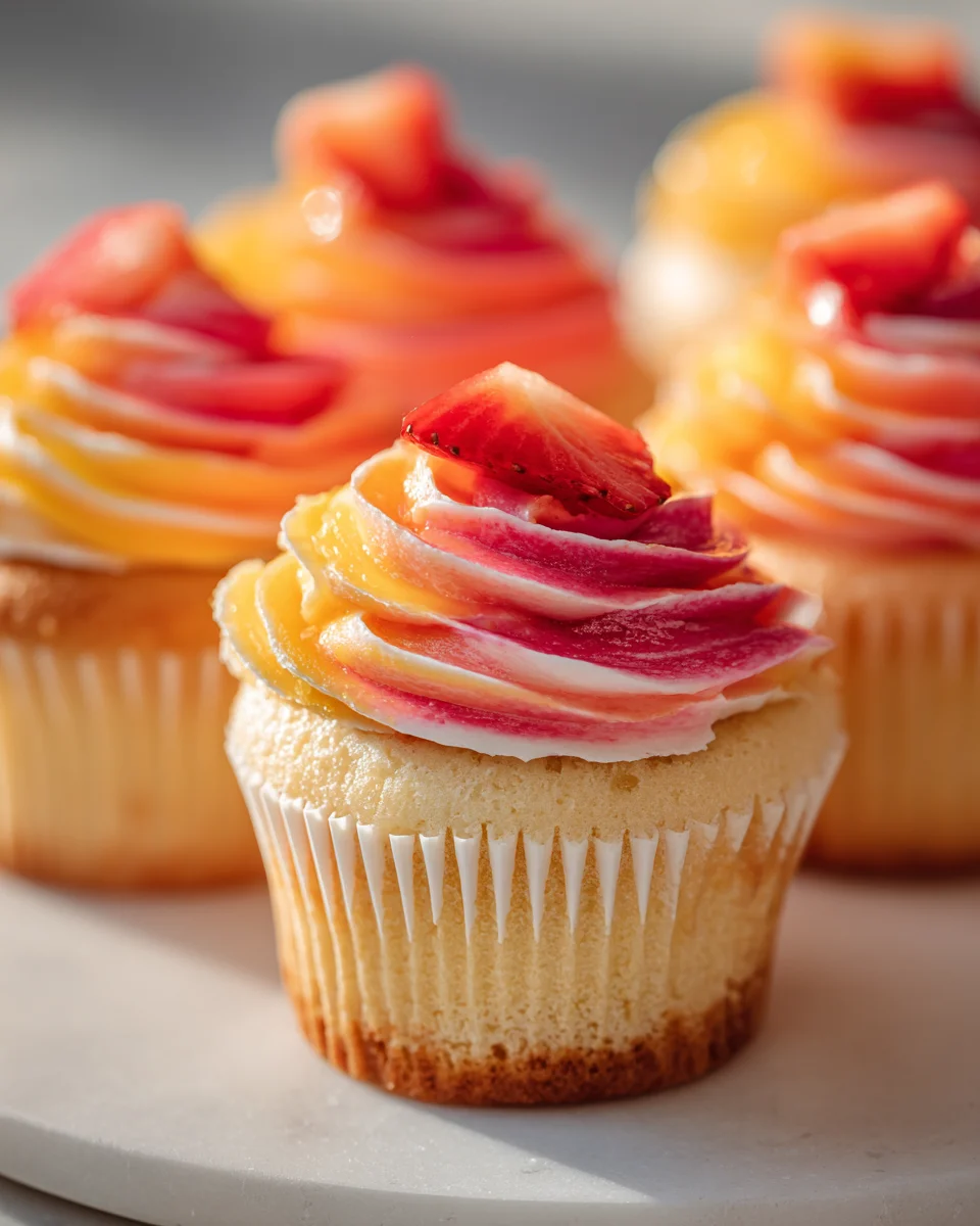 Mango Strawberry Sunset Cupcakes: A Tropical Delight Recipe