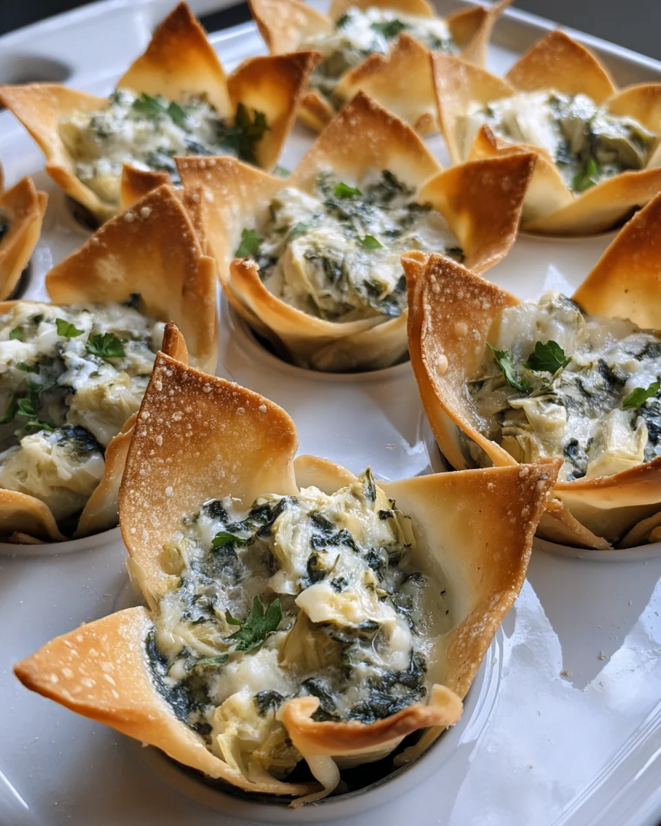 Spinach And Artichoke Wonton Cups