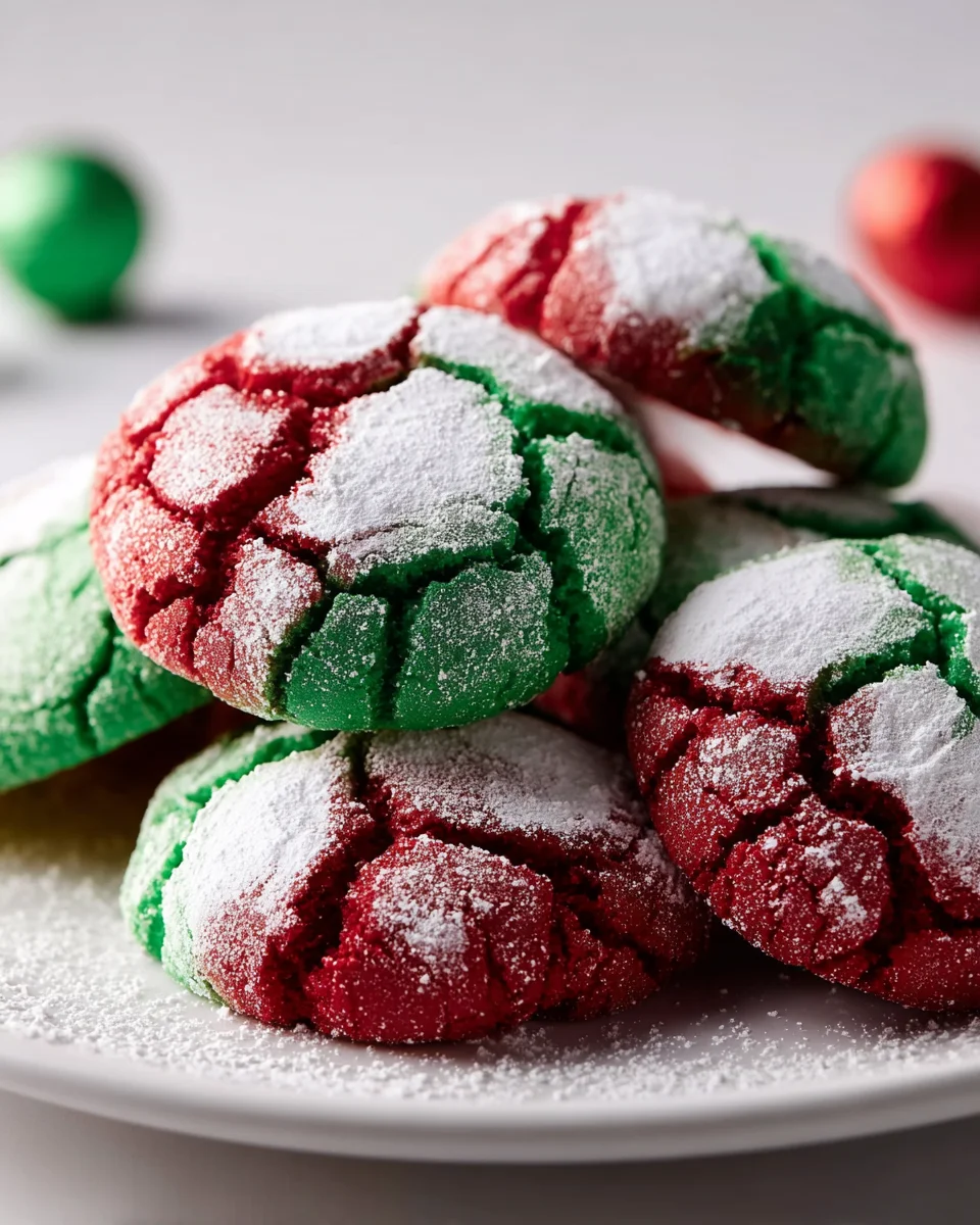 Delicious Festive Red & Green Crinkle Cookies Recipe!