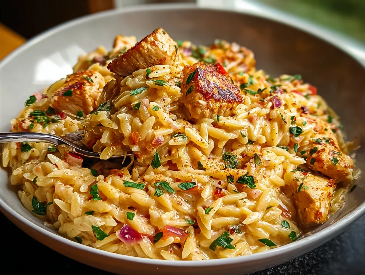 One Pot Cajun Chicken Alfredo Orzo - Flavor in Every Bite!
