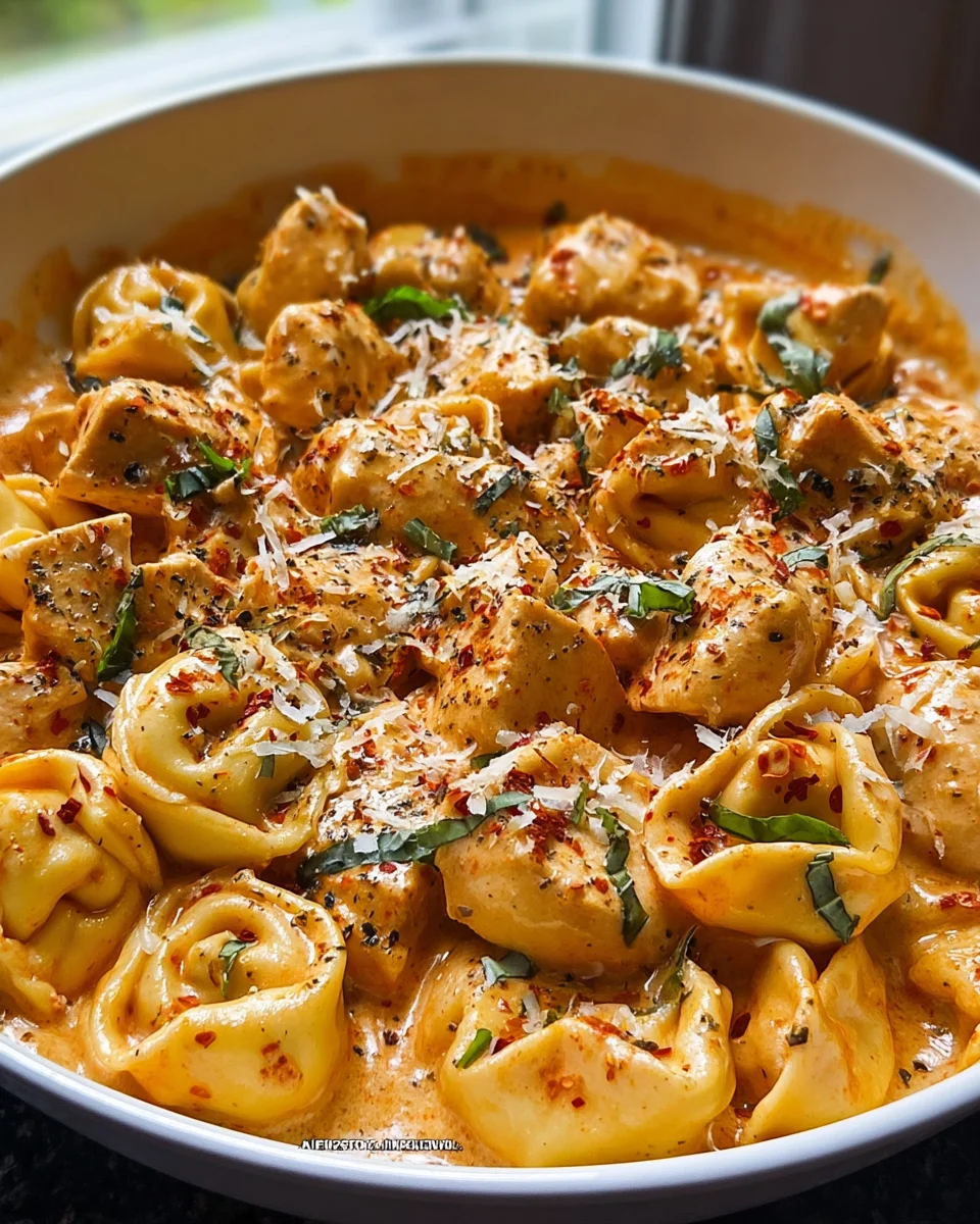 One Pot Spicy Garlic Butter Chicken Tortellini Recipe