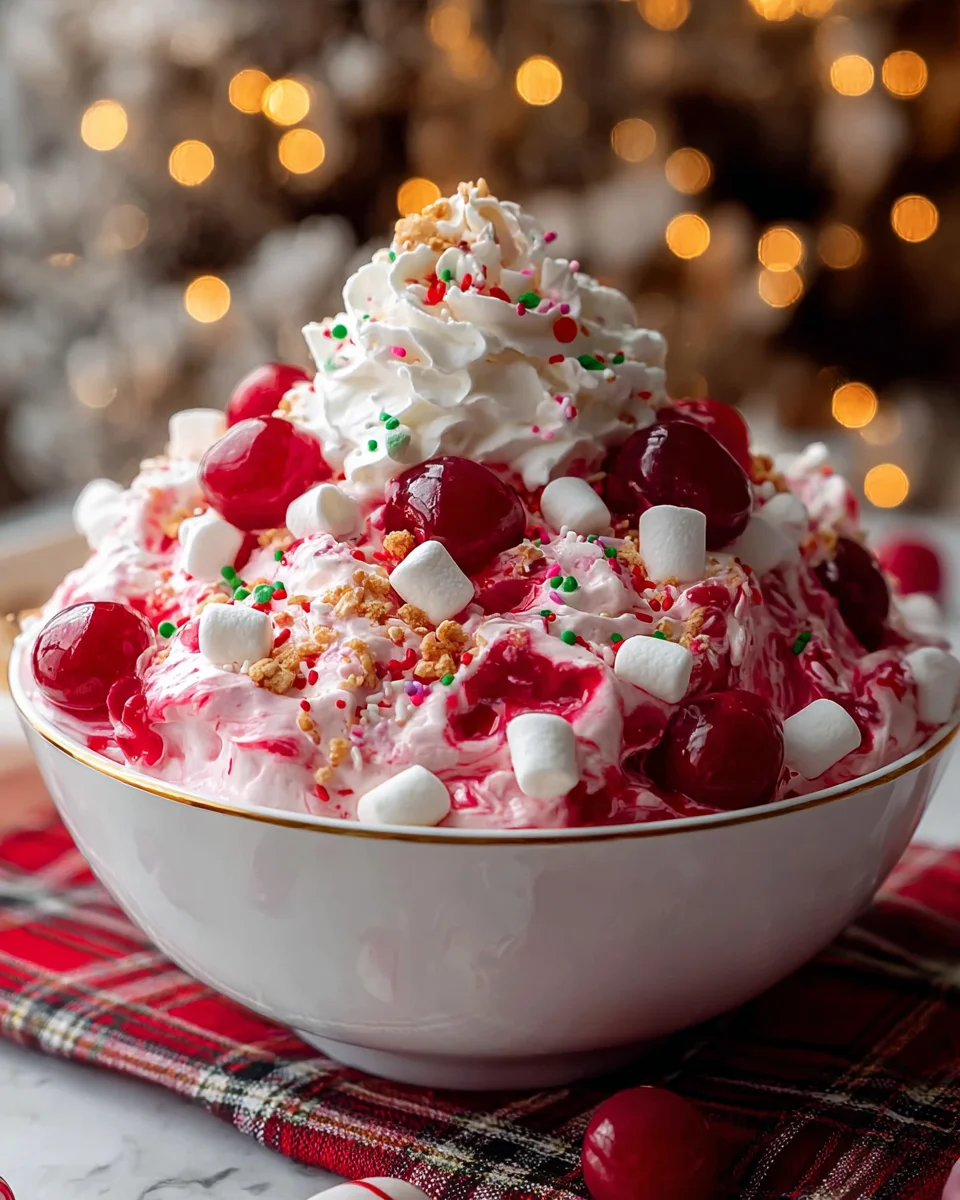 Christmas Cherry Fluff: Easy No Bake Holiday Dessert!