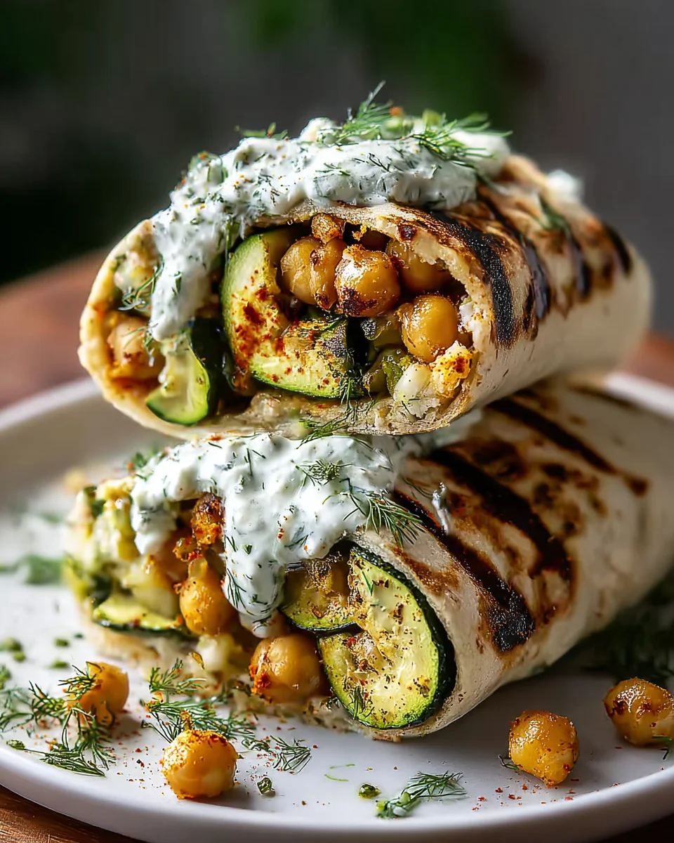 Grilled Zucchini Feta Chickpea Wrap - Healthy & Delicious Recipe
