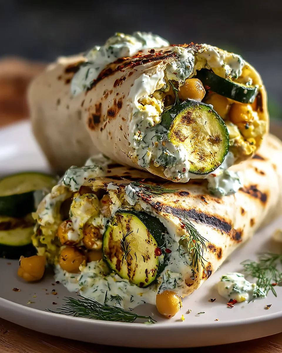 Grilled Zucchini Feta Chickpea Wrap - Healthy & Delicious Recipe