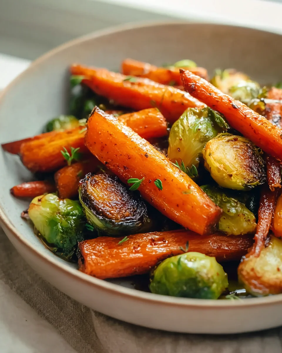 Crispy Maple Glazed Carrots & Brussels Sprouts Recipe Delight