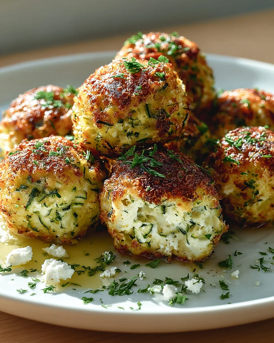 Crispy Zucchini Feta Balls Baked to Perfection in Oven