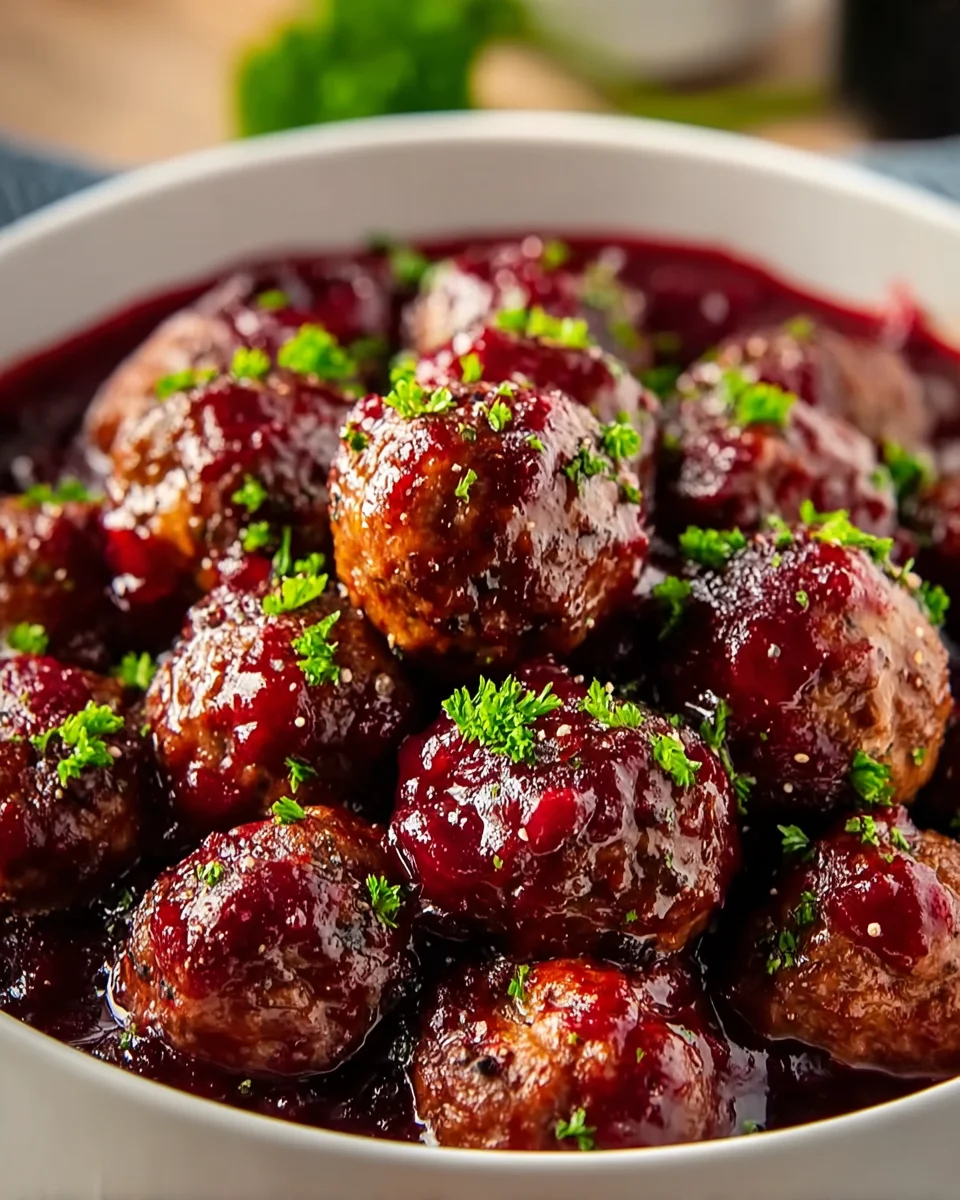Easy Quick Christmas Cranberry Beef Meatballs Appetizer