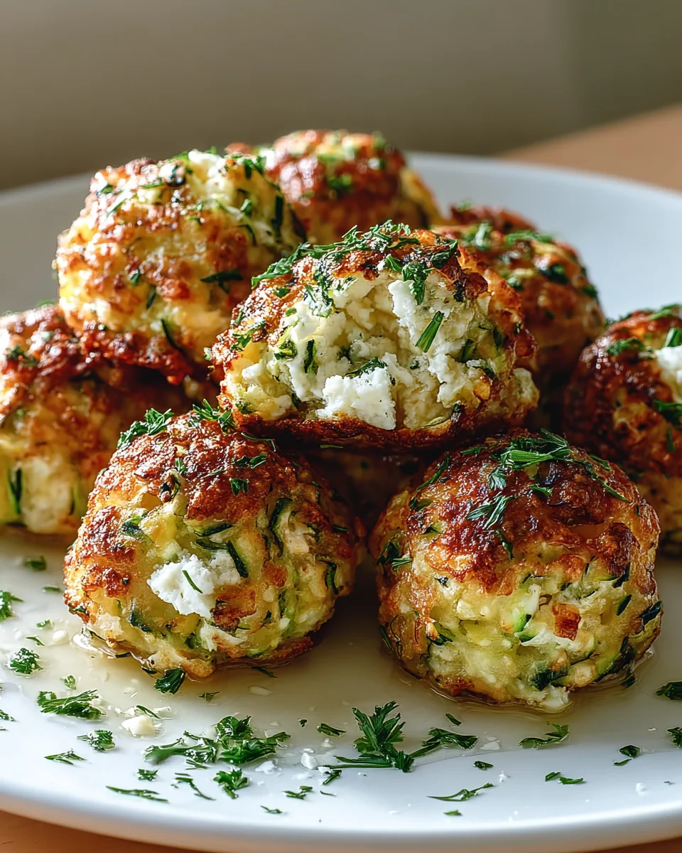 Crispy Zucchini Feta Balls Baked to Perfection in Oven