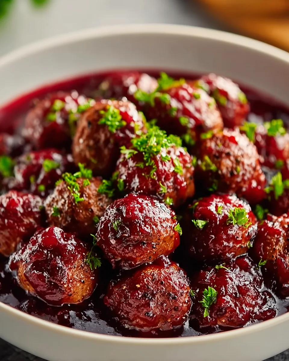 Easy Quick Christmas Cranberry Beef Meatballs Appetizer