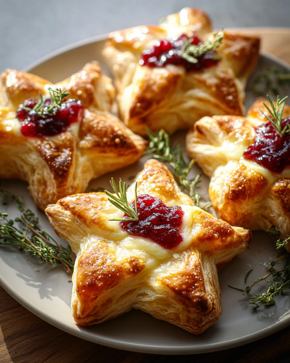 Flaky Stars with Brie and Cranberries - Easy Recipe!