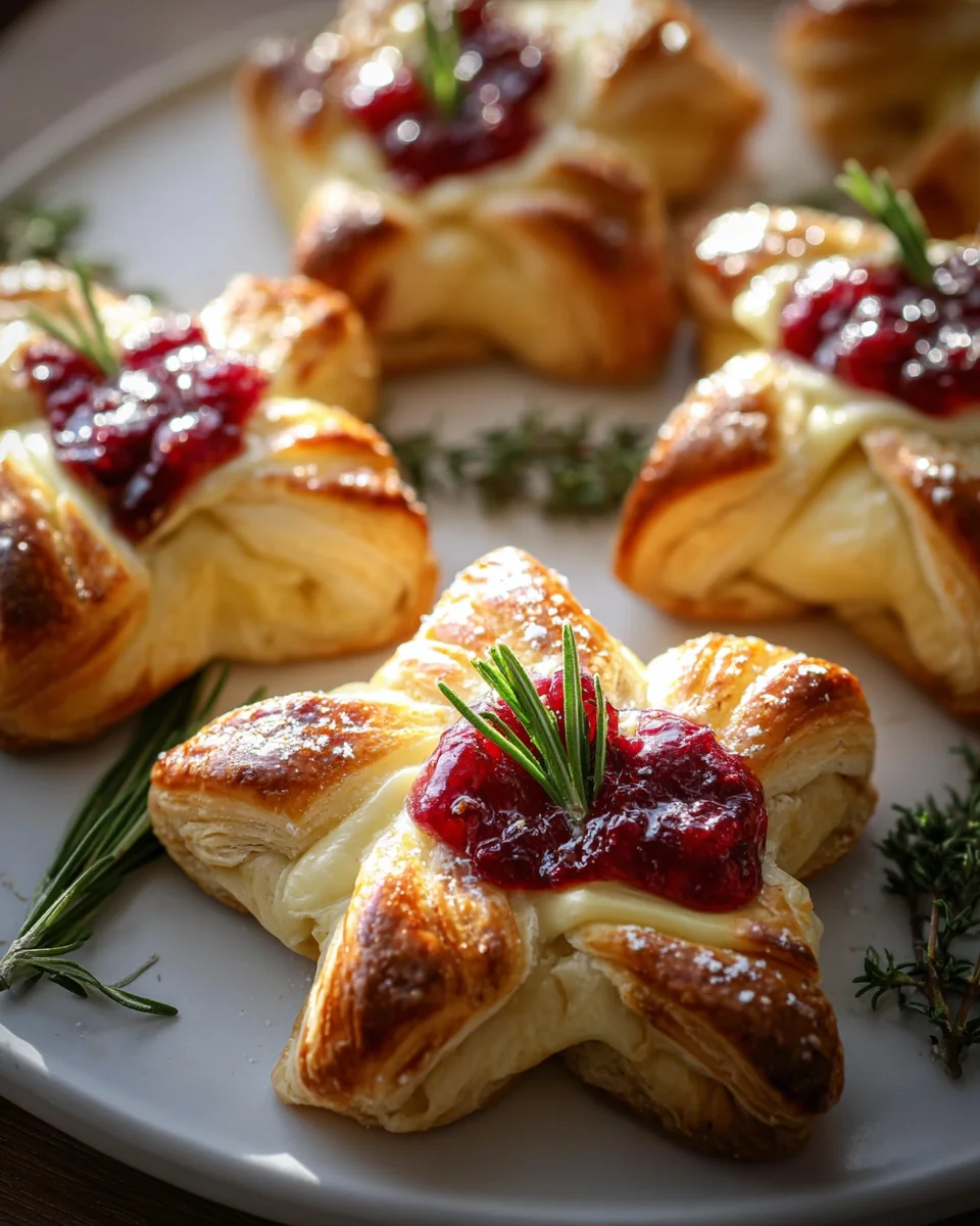 Flaky Stars with Brie and Cranberries - Easy Recipe!