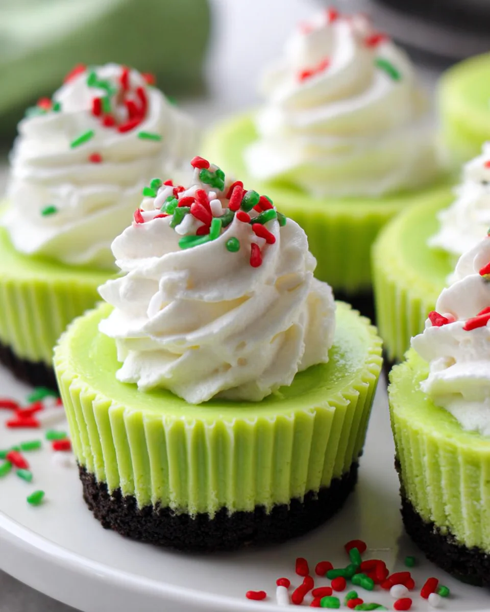 Delicious Grinch Mini Cheesecakes for Holiday Cheer