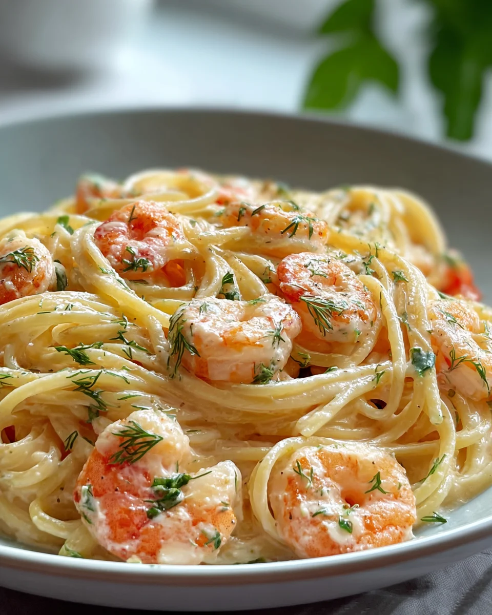 Delicious Spaghetti with Shrimp in Creamy Cheese Sauce Recipe