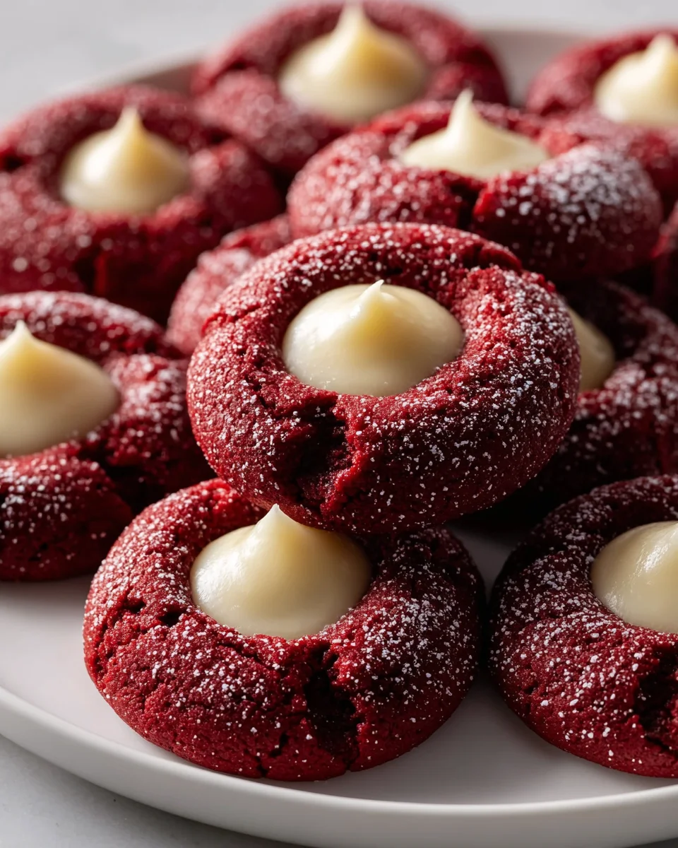 Mouthwatering Red Velvet Cream Cheese Thumbprint Cookies Recipe
