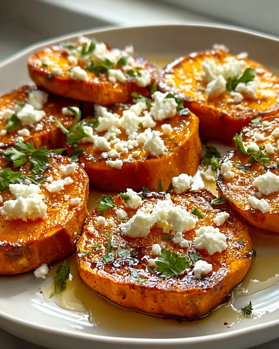 Delicious Roasted Sweet Potato Rounds With Honey Feta Recipe