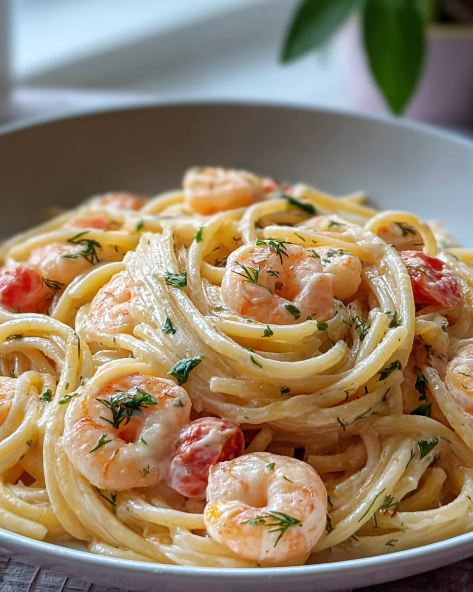 Delicious Spaghetti with Shrimp in Creamy Cheese Sauce Recipe
