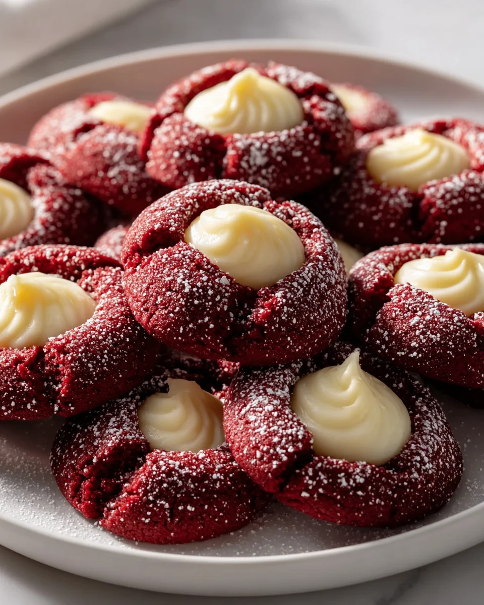 Mouthwatering Red Velvet Cream Cheese Thumbprint Cookies Recipe
