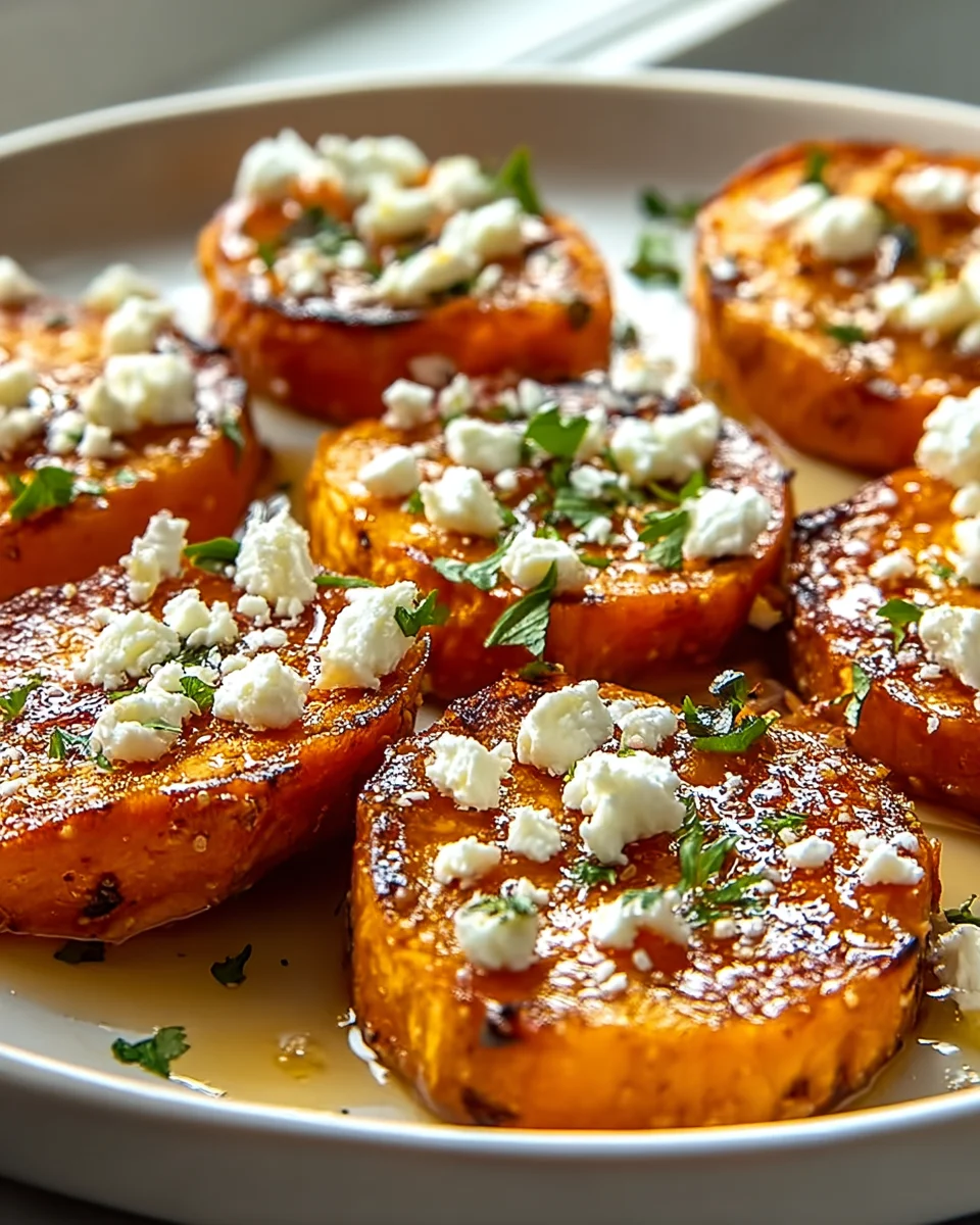 Delicious Roasted Sweet Potato Rounds With Honey Feta Recipe