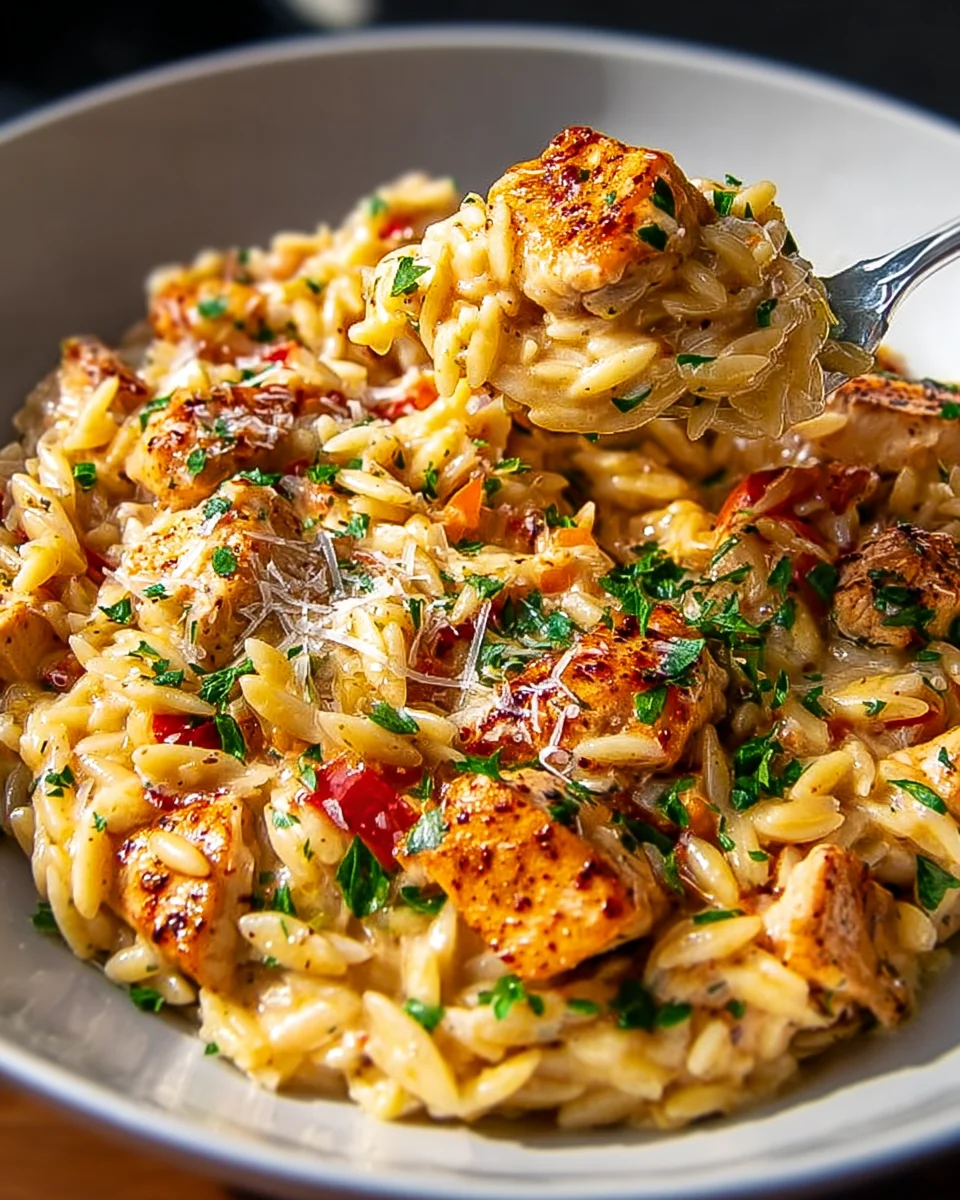 One Pot Cajun Chicken Alfredo Orzo - Flavor in Every Bite!