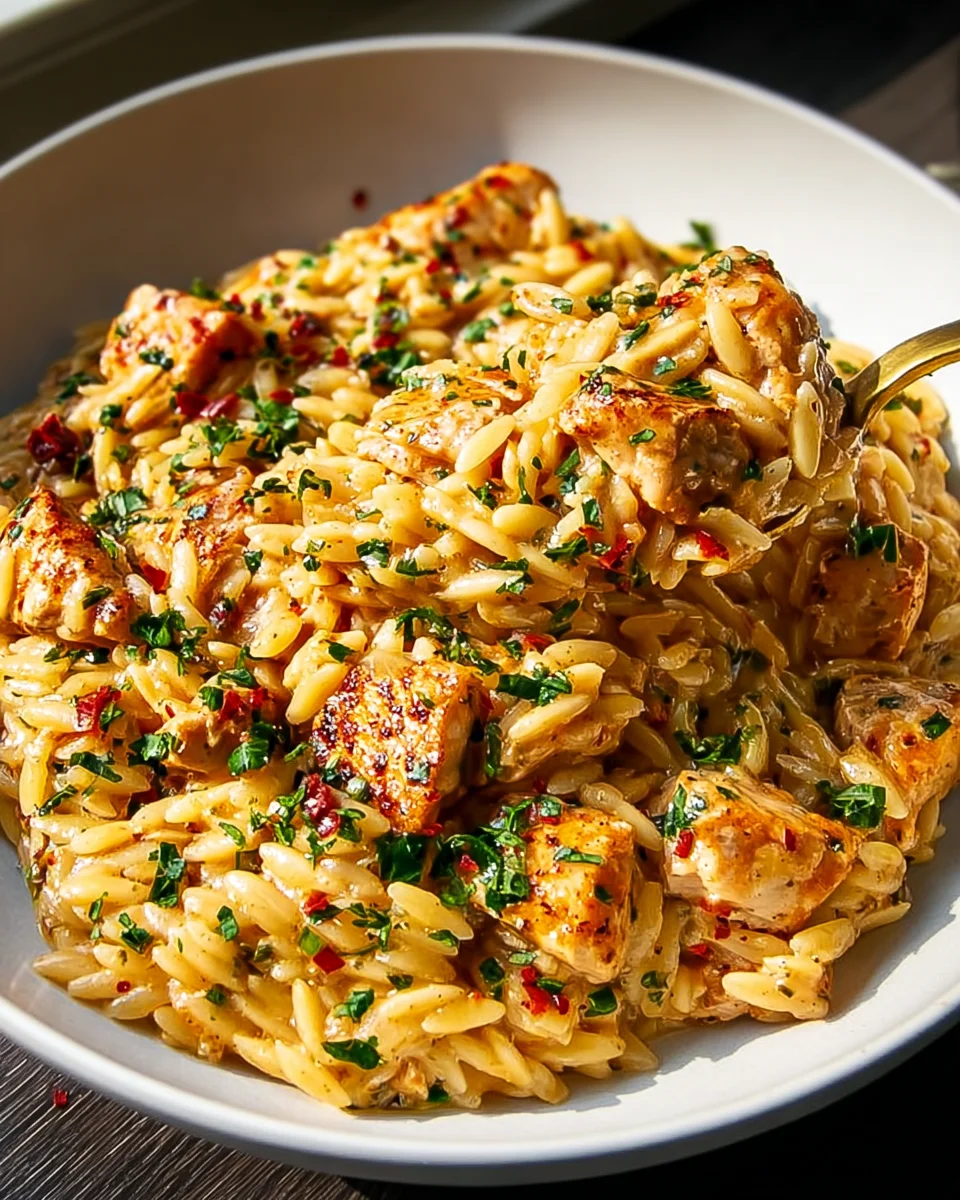 One Pot Cajun Chicken Alfredo Orzo - Flavor in Every Bite!
