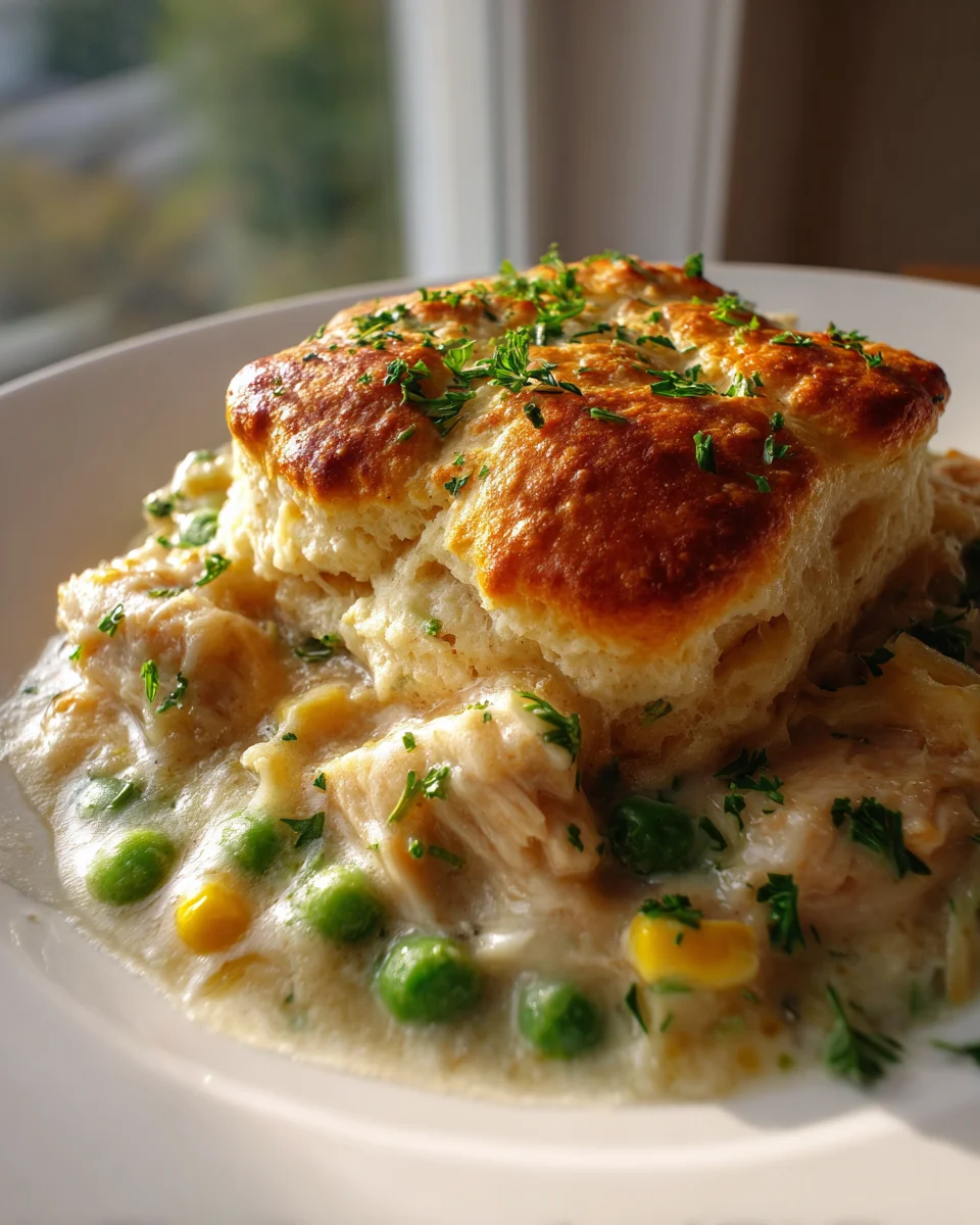 Easy Creamy Garlic Parmesan Chicken Cobbler Dinner Recipe