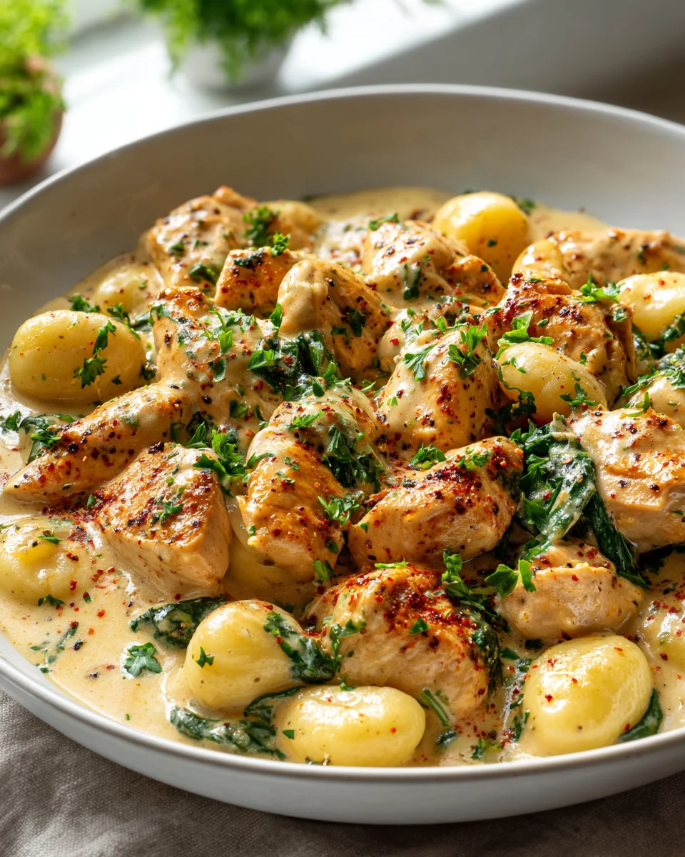 Easy Creamy Cajun Chicken Gnocchi Skillet Dinner Recipe